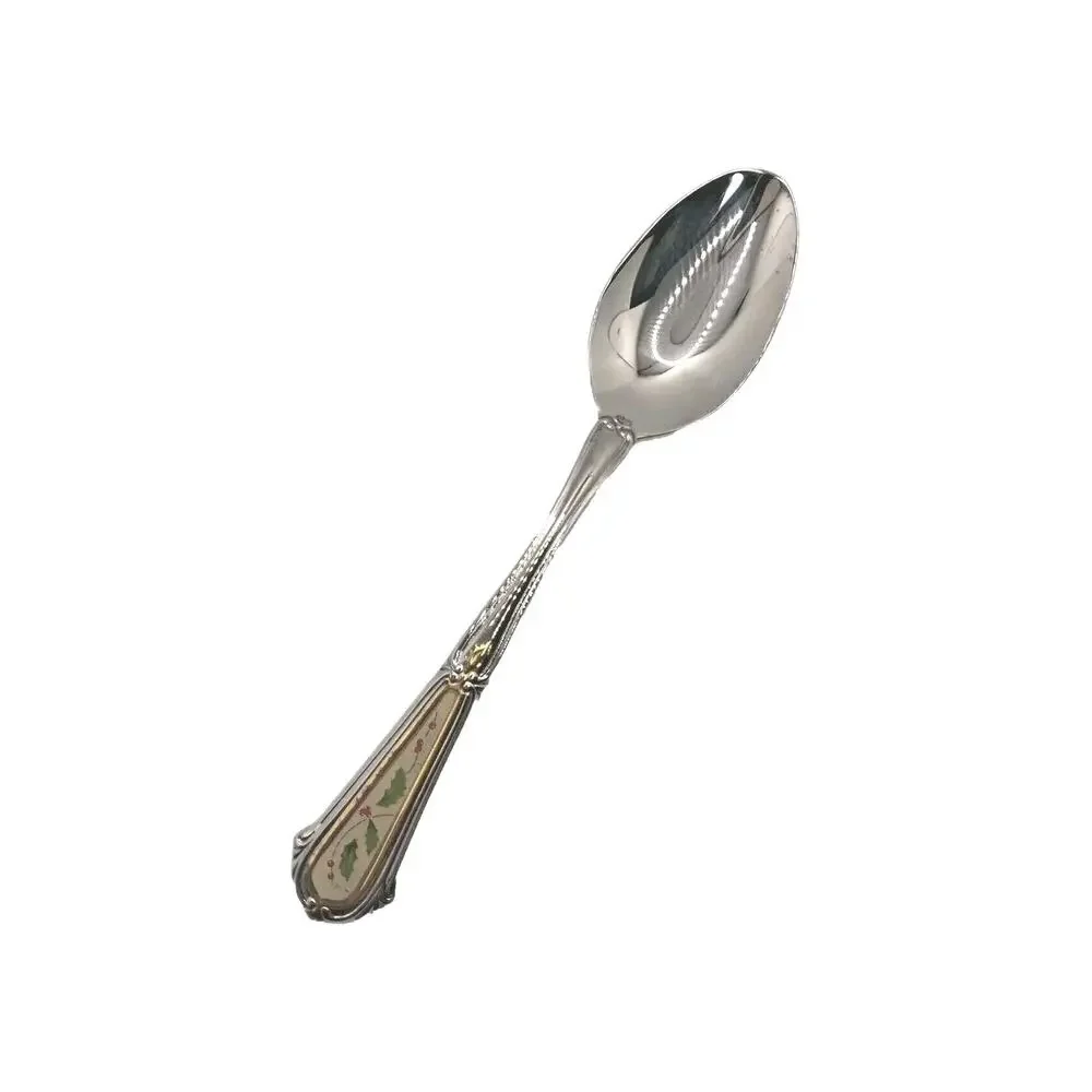 Lenox Holiday Holly & Berry Teaspoon Stainless 18/10 Flatware Vietnam NOS VTG